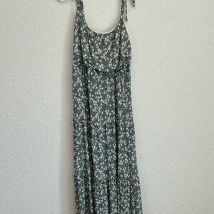 Gilli Sage Green Dress with White Floral Design